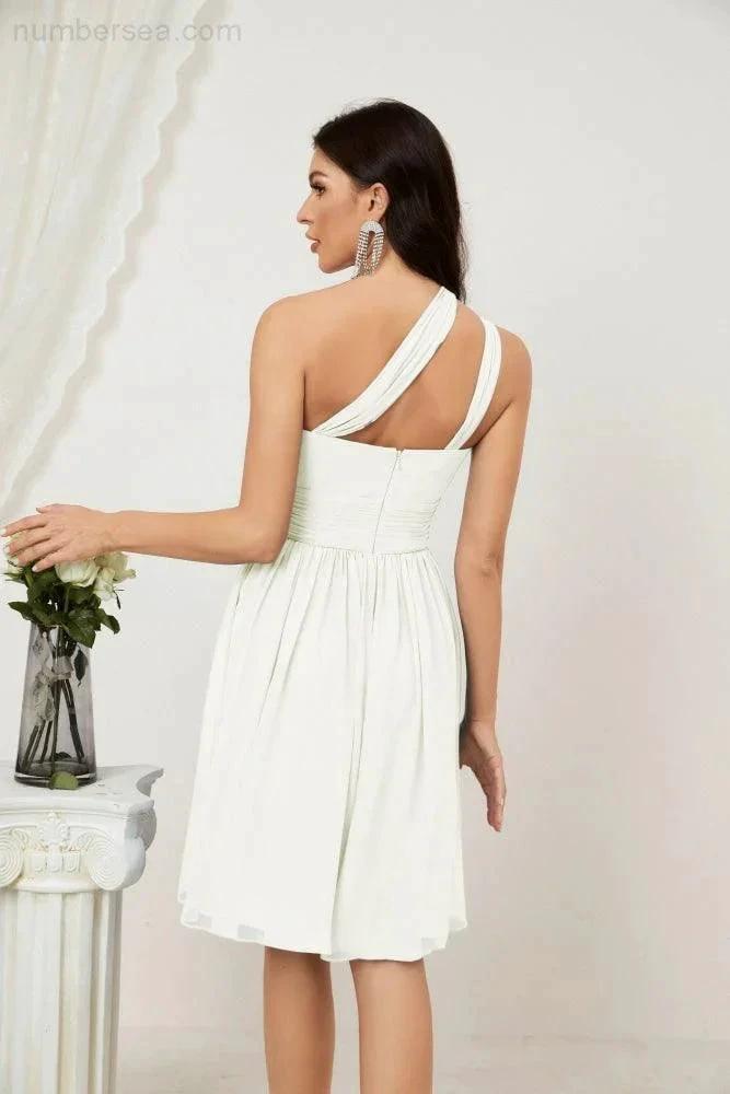 ZapDress Women Chiffon Short One Shoulder Bridesmaid Dress Formal Dresses for Party Homecoming  2804 (ZD16948)
