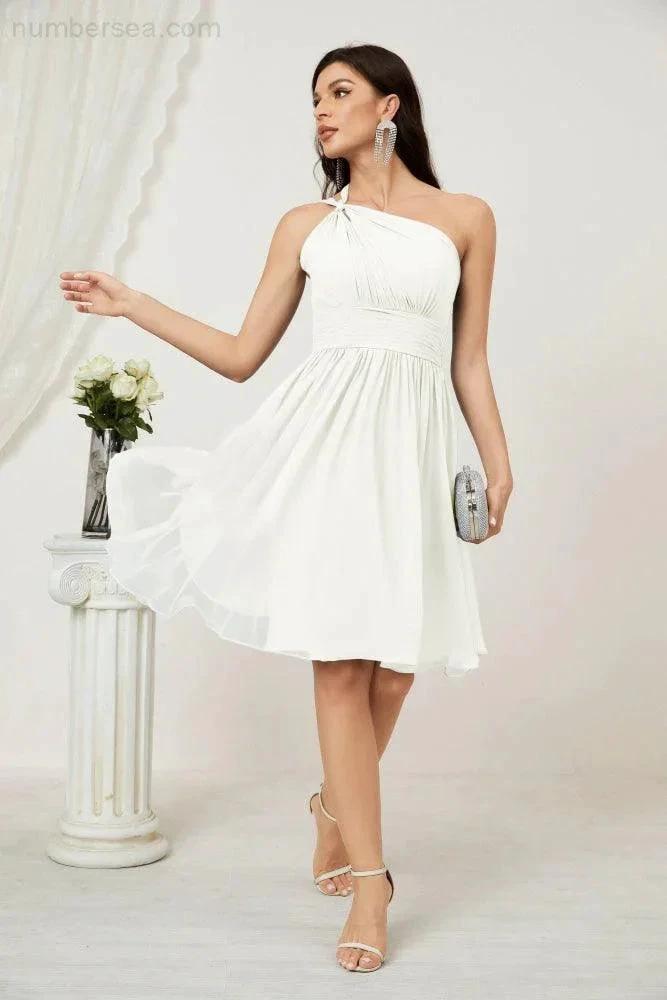 ZapDress Women Chiffon Short One Shoulder Bridesmaid Dress Formal Dresses for Party Homecoming  2804 (ZD16948)