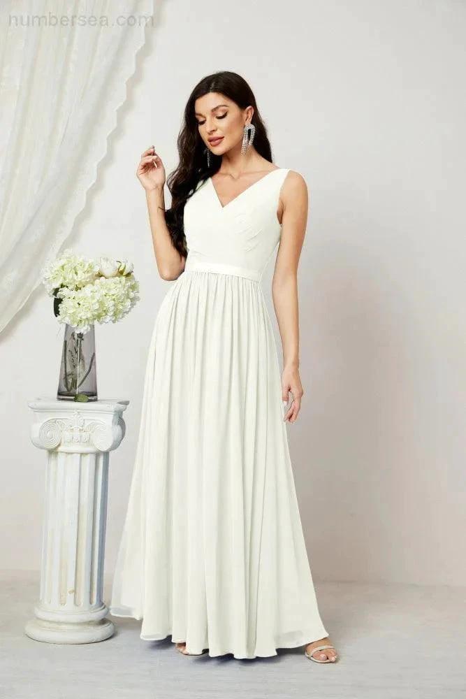 Women's Chiffon Long Bridesmaid Dresses A line Sleeveless Formal Prom Gown for Evening Party Homecoming Dresses 2808 (ZD16947)
