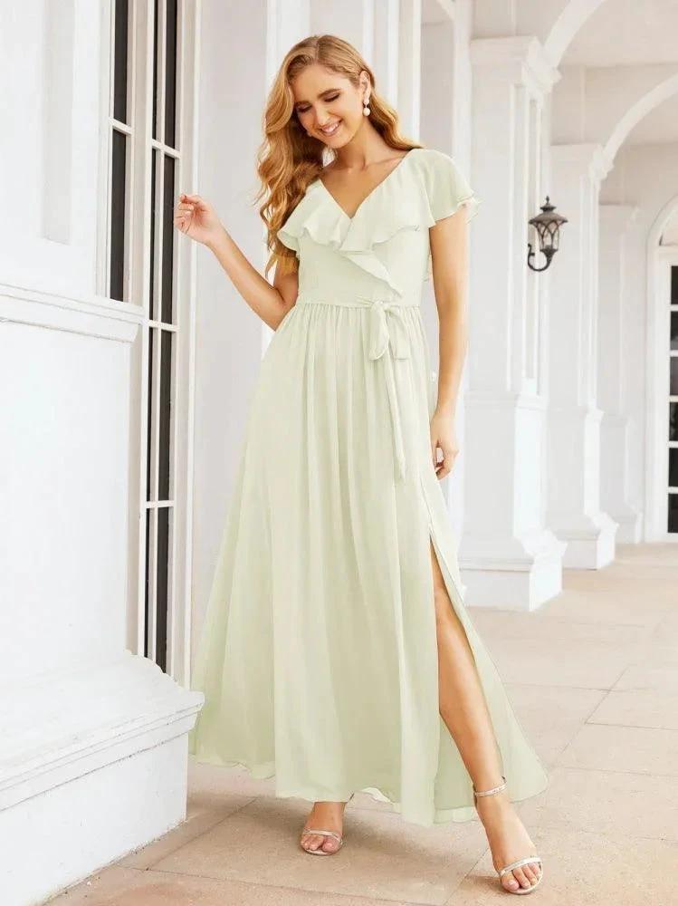 Bridesmaid Dresses with Flutter Sleeves Formal Evening Party Prom Gowns 28044 by numbersea
