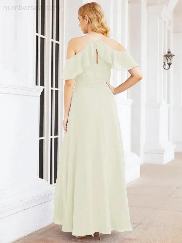 ZapDress Cold Shoulder Long Bridesmaid Dresses Side Slit Formal Prom Gowns Party Wedding 28070 (ZD16993)