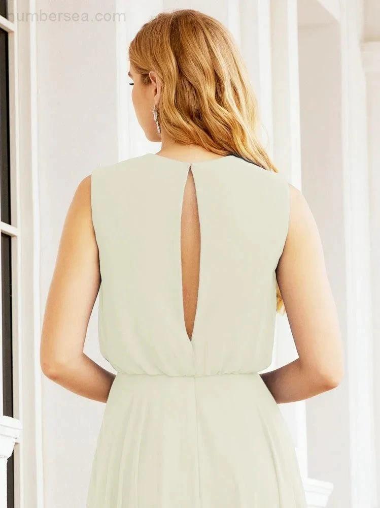 ZapDress Sleeveless Long Bridesmaid Dress A line Formal Evening Prom Gown 28025 (ZD17053)