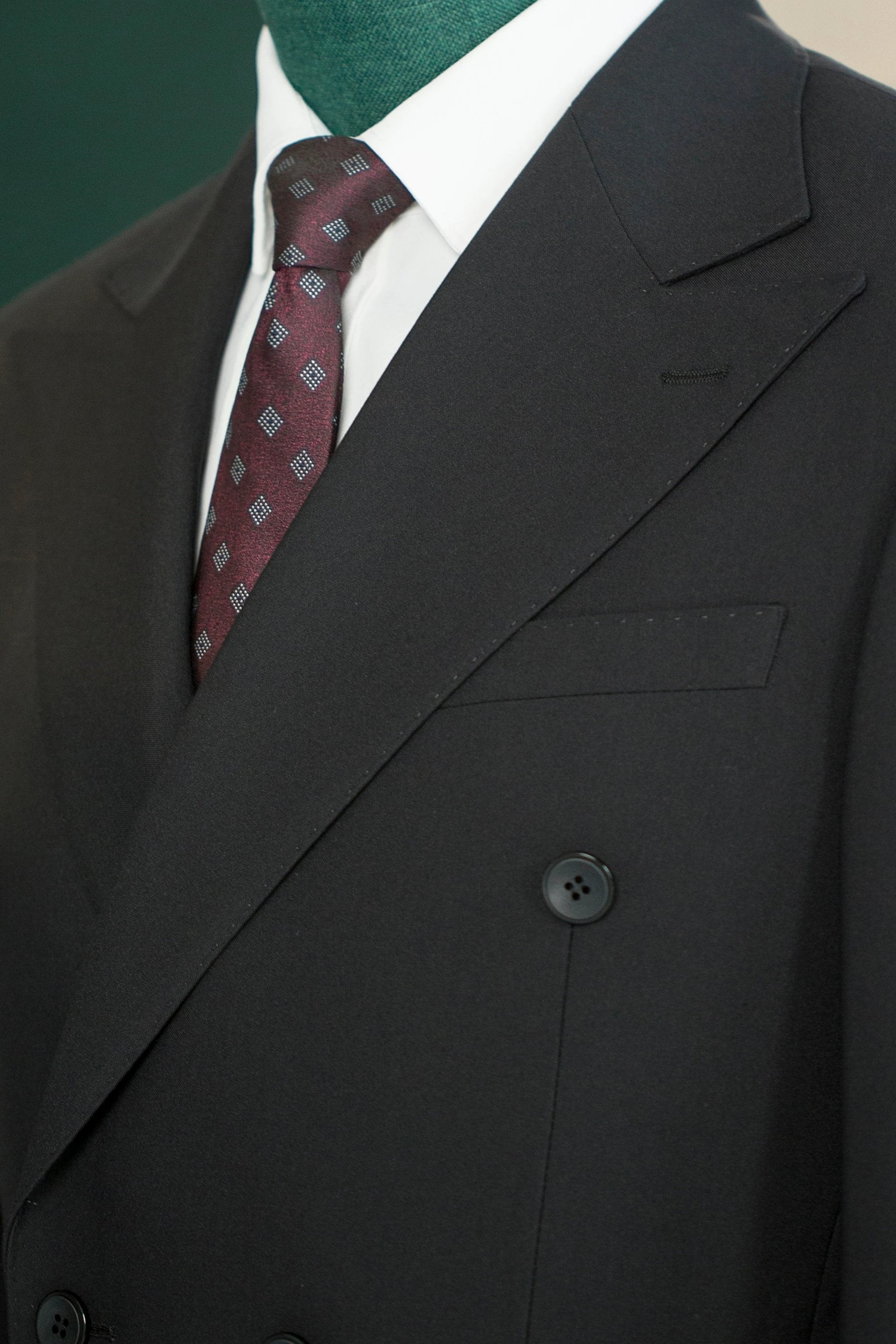 Black Wool Double Breasted 3 Piece Wedding Suit For Groom And Groomsmen (ZD17117)