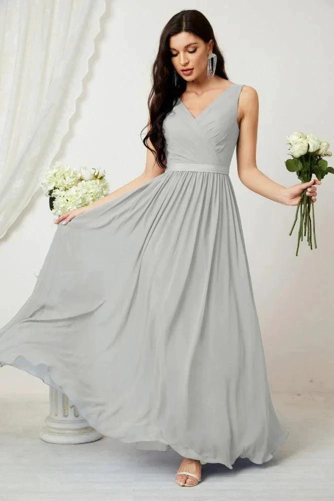 Women's Chiffon Long Bridesmaid Dresses A line Sleeveless Formal Prom Gown for Evening Party Homecoming Dresses 2808 by numbersea