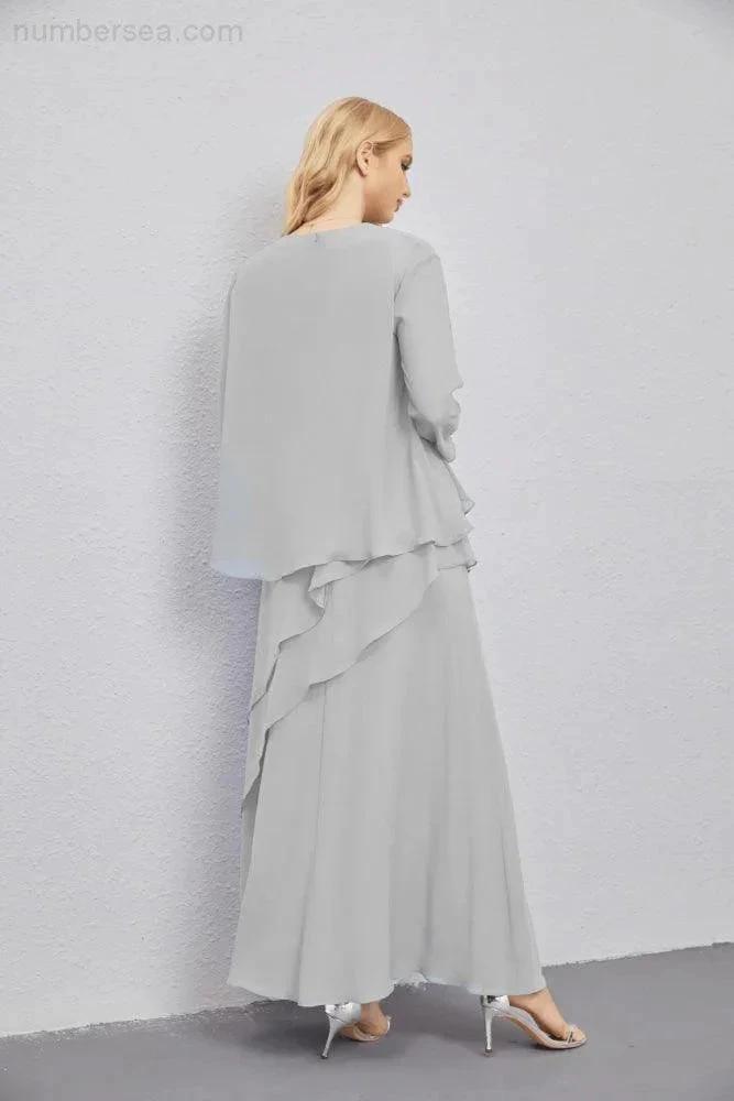 Mother of Bride Dresses with Open Front Lightweight Cardigan Formal Prom Gown  28081 (ZD16990)