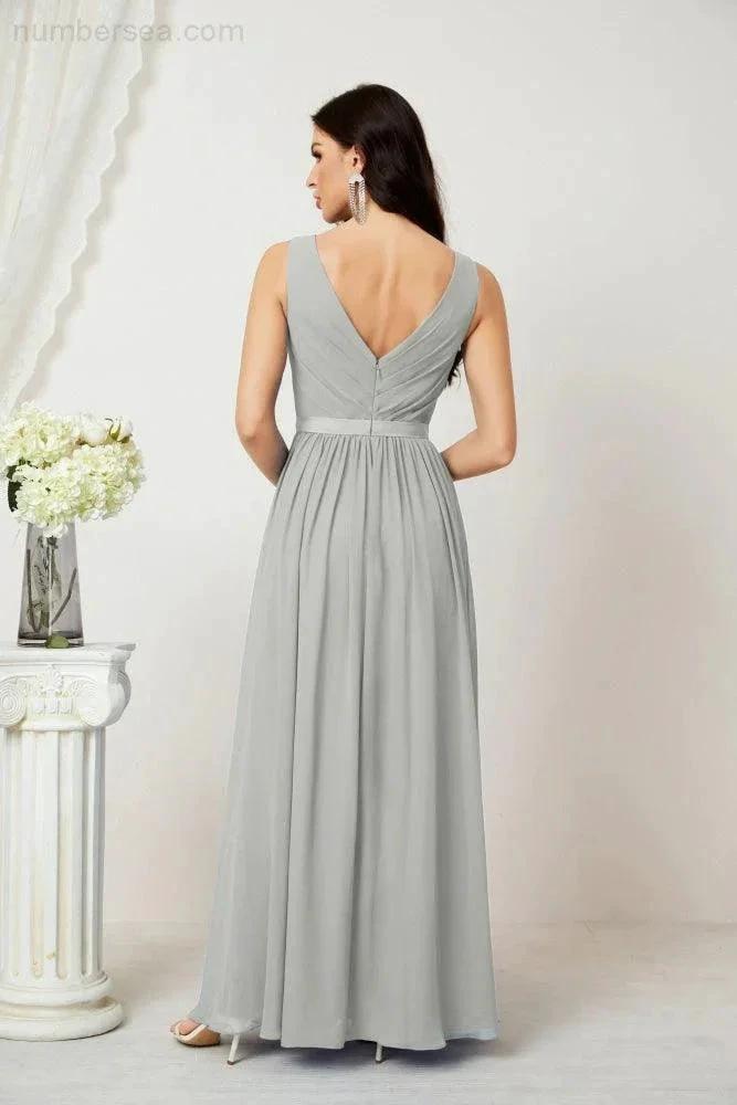 Women's Chiffon Long Bridesmaid Dresses A line Sleeveless Formal Prom Gown for Evening Party Homecoming Dresses 2808 (ZD16947)