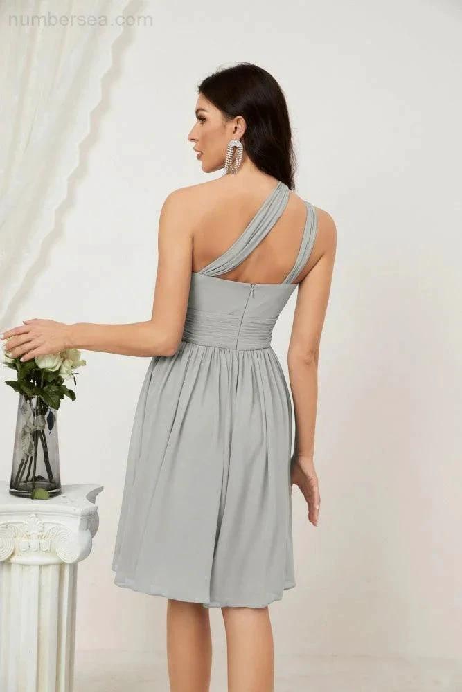 ZapDress Women Chiffon Short One Shoulder Bridesmaid Dress Formal Dresses for Party Homecoming  2804 (ZD16948)