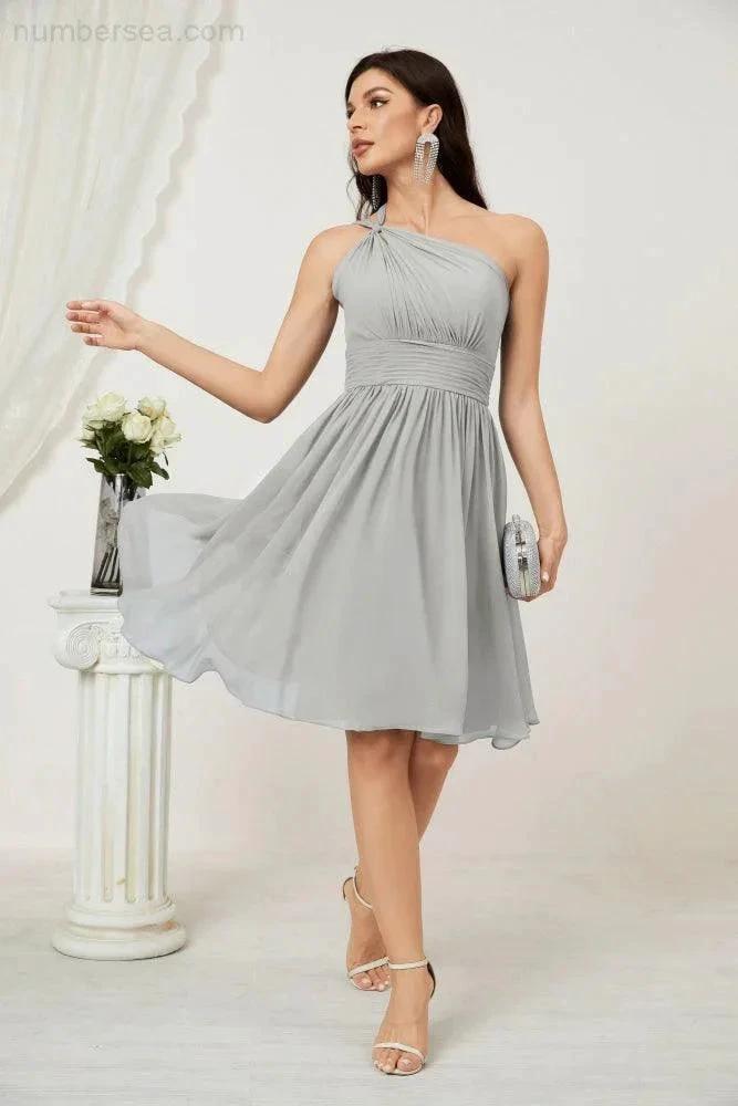 ZapDress Women Chiffon Short One Shoulder Bridesmaid Dress Formal Dresses for Party Homecoming  2804 (ZD16948)