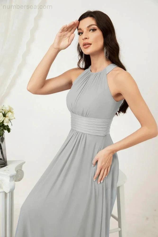 ZapDress Formal Party Gown Dress Chiffon Halter Long Sleeveless Bridesmaid Dresses 2802 (ZD16960)