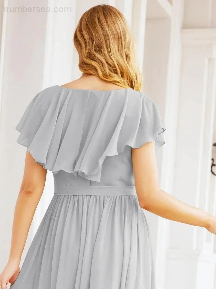 Bridesmaid Dresses with Flutter Sleeves Formal Evening Party Prom Gowns 28044 (ZD17033)