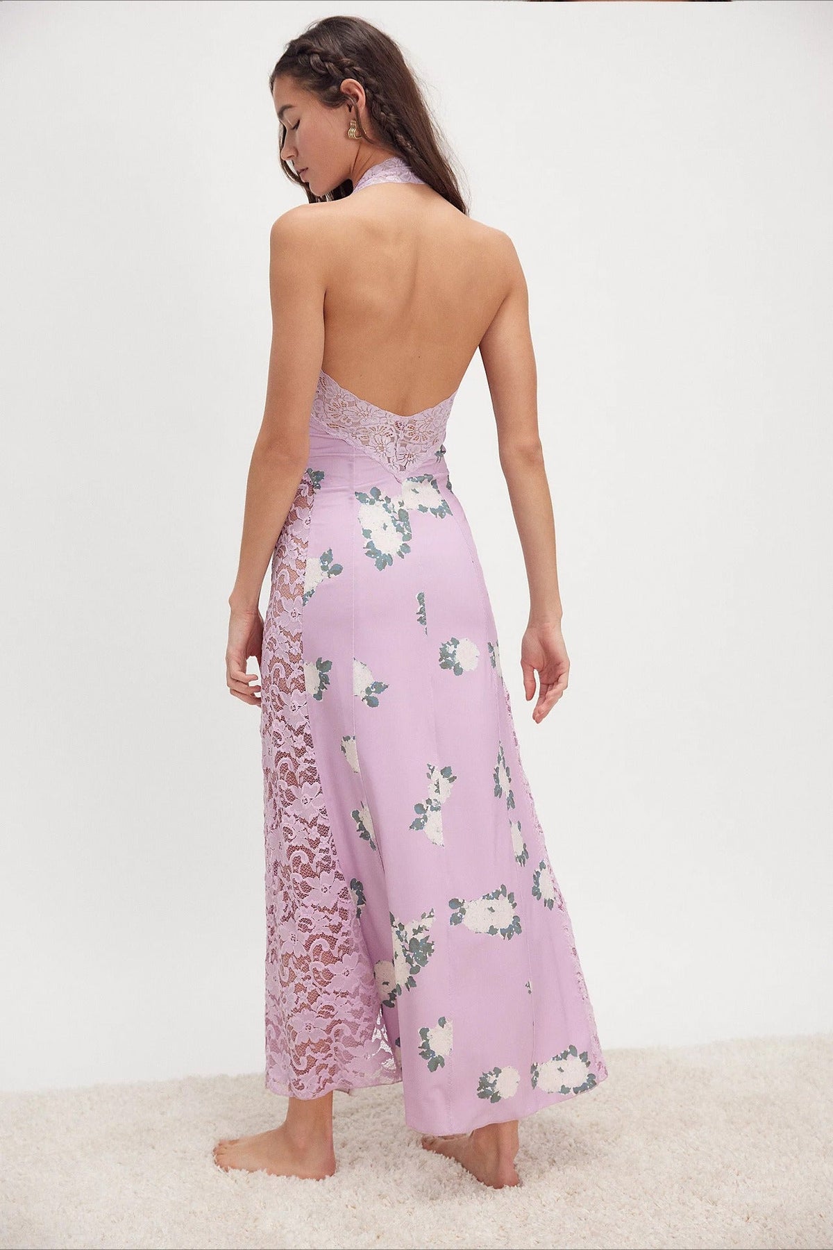 Elegant Floral Spaghetti Strap Maxi Lace Dress - View 14 | VelvetHem