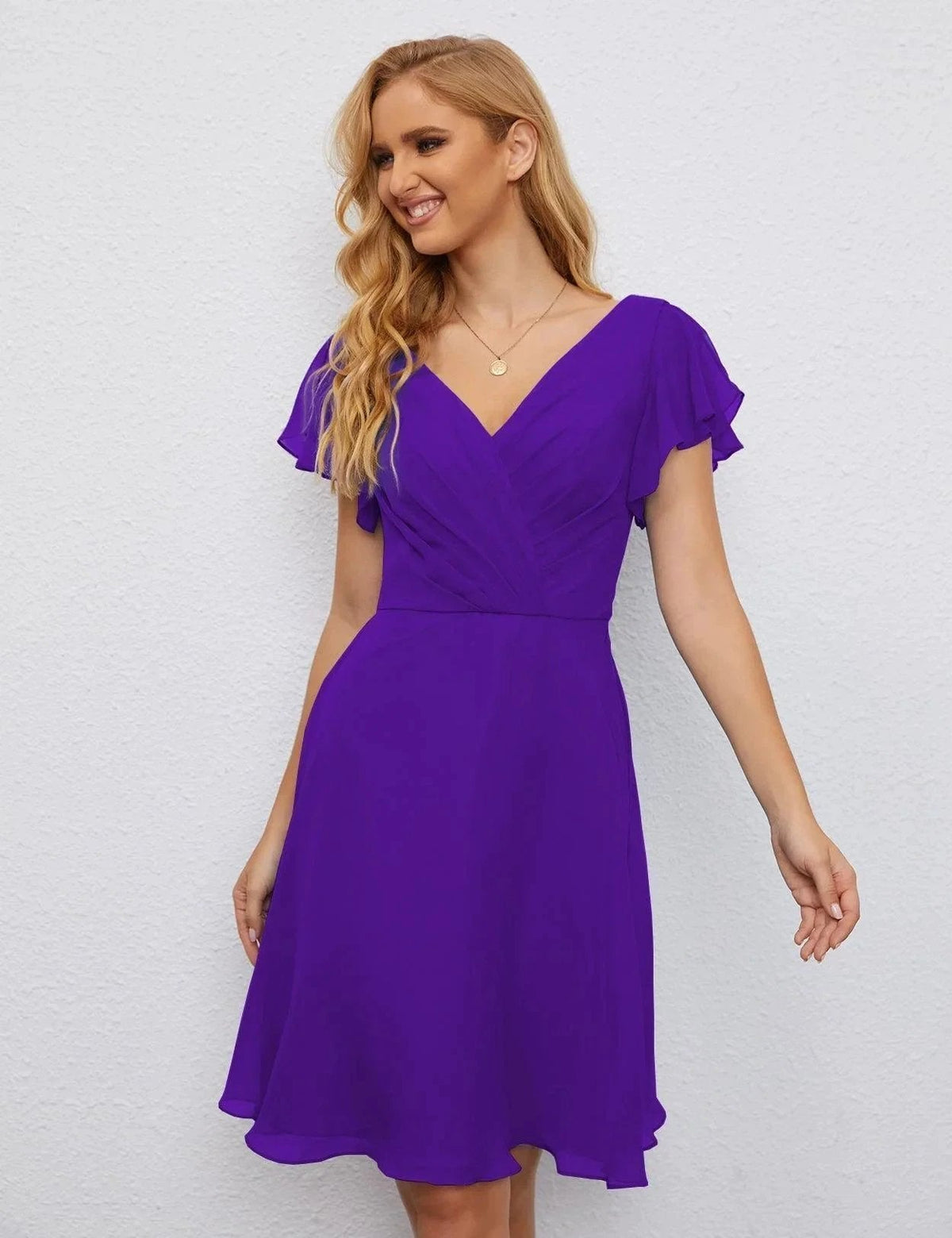 ZapDress U Back Homecoming Dress Formal Prom Dress Knee Length Short Sleeves Cocktail Party Dress 28077 (ZD16953)