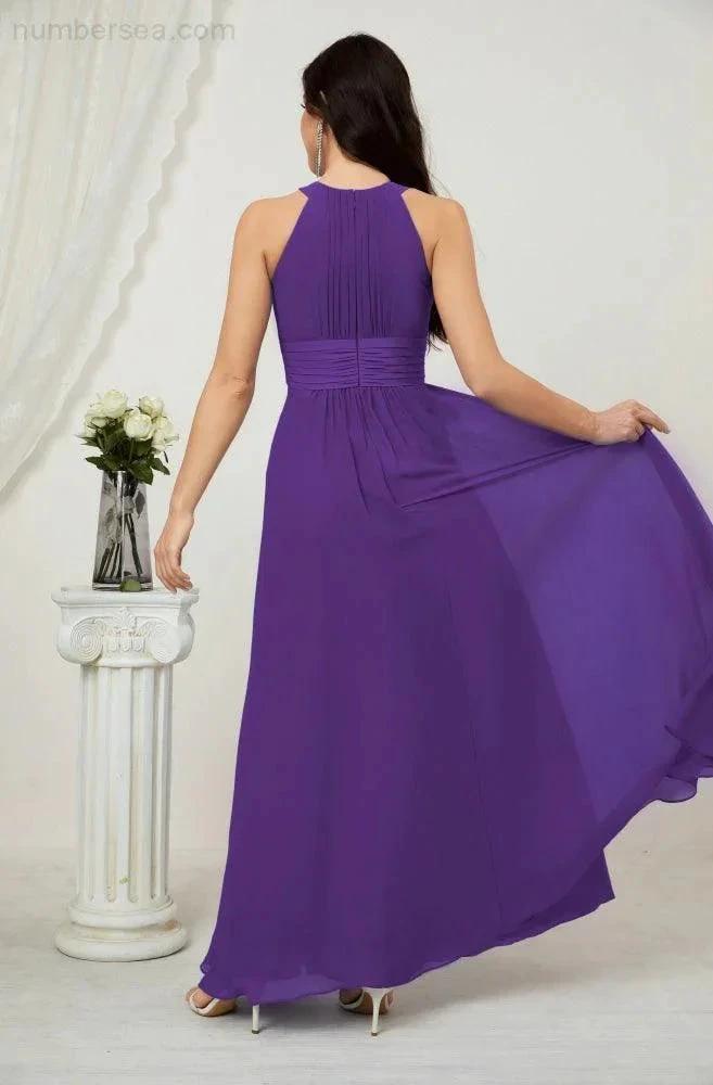 ZapDress Formal Party Gown Dress Chiffon Halter Long Sleeveless Bridesmaid Dresses 2802 (ZD16960)