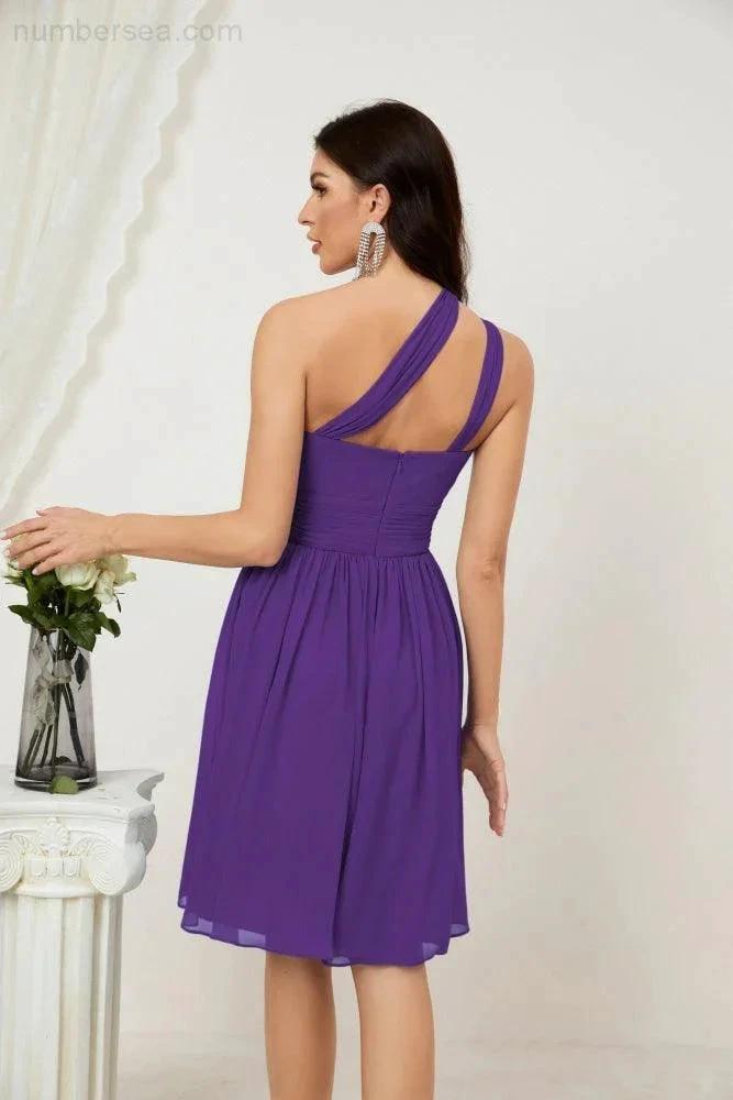 ZapDress Women Chiffon Short One Shoulder Bridesmaid Dress Formal Dresses for Party Homecoming  2804 (ZD16948)