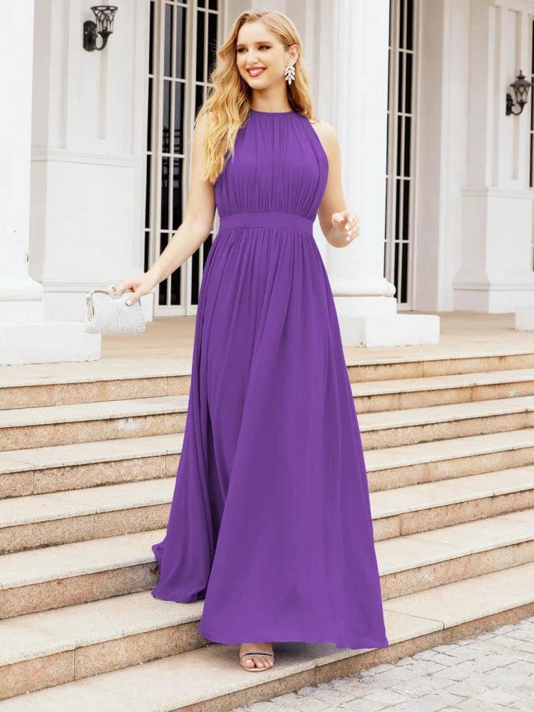 Numbersea Halter Bridesmaid Dress Empire Waist Formal Evening Prom Gown for Mother of The Bride 28030 by numbersea