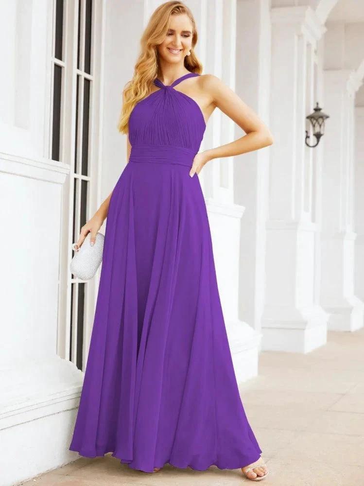 Numbersea Crisscross Halter Bridesmaid Dresses for Party Wedding Evening Prom Maxi Ball Gowns 28053 by numbersea