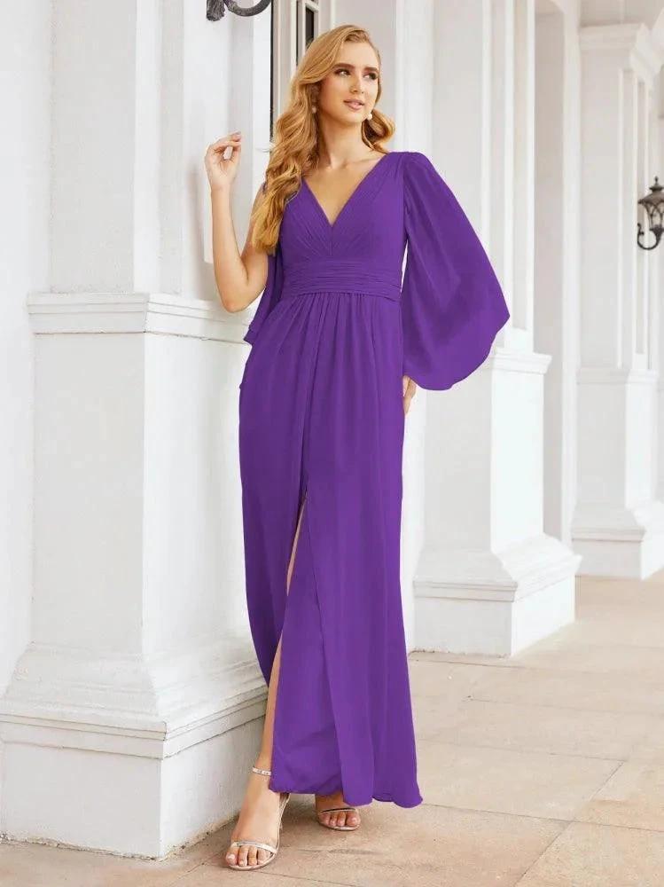 Numbersea Bridesmaid Dresses with Split for Wedding Party Flutter Sleeves 28045 by numbersea