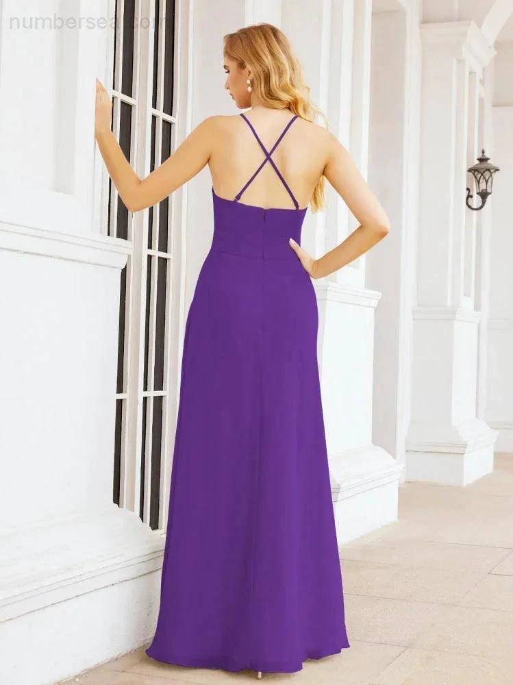 ZapDress Halter Bridesmaid Dresses with Pockets Sleeveless Formal Evening Party Prom Gowns  28055 (ZD17039)