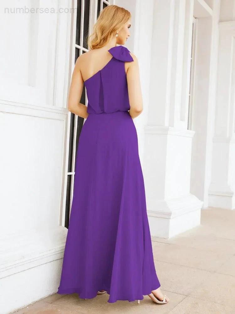 ZapDress Chiffon Ruffled One Shoulder Sleeveless Long Bride Dresses A-line Formal Evening Gown Side Split 28057 (ZD17041)