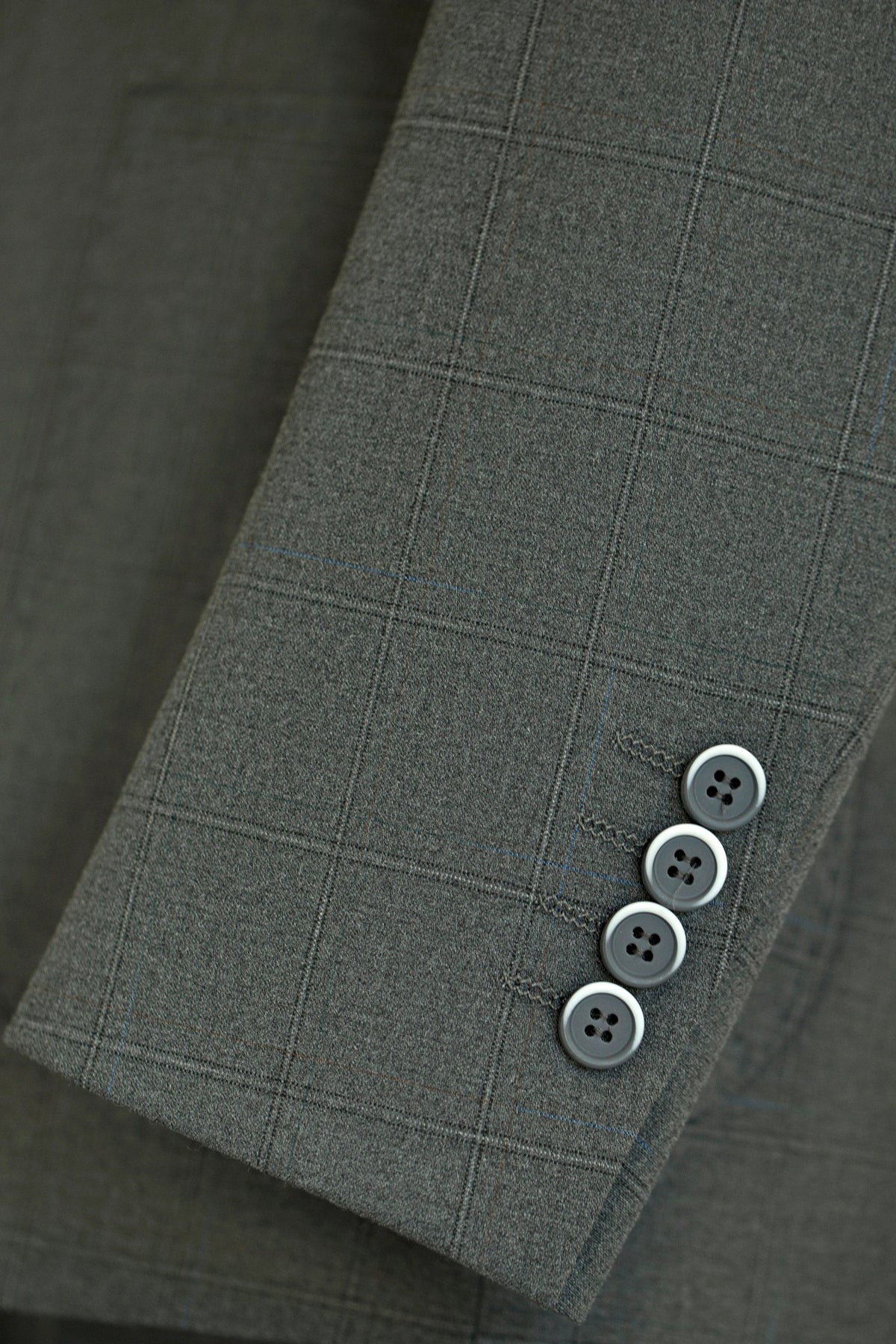 Charcoal Grey Windowpane Wool Three Piece Wedding Suit for Groom (ZD17115)