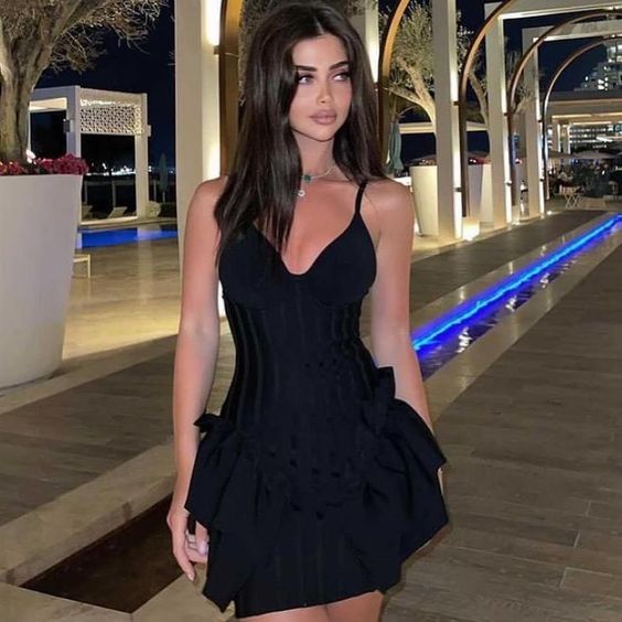 Spaghetti Straps A-line Black Short Homecoming Dress