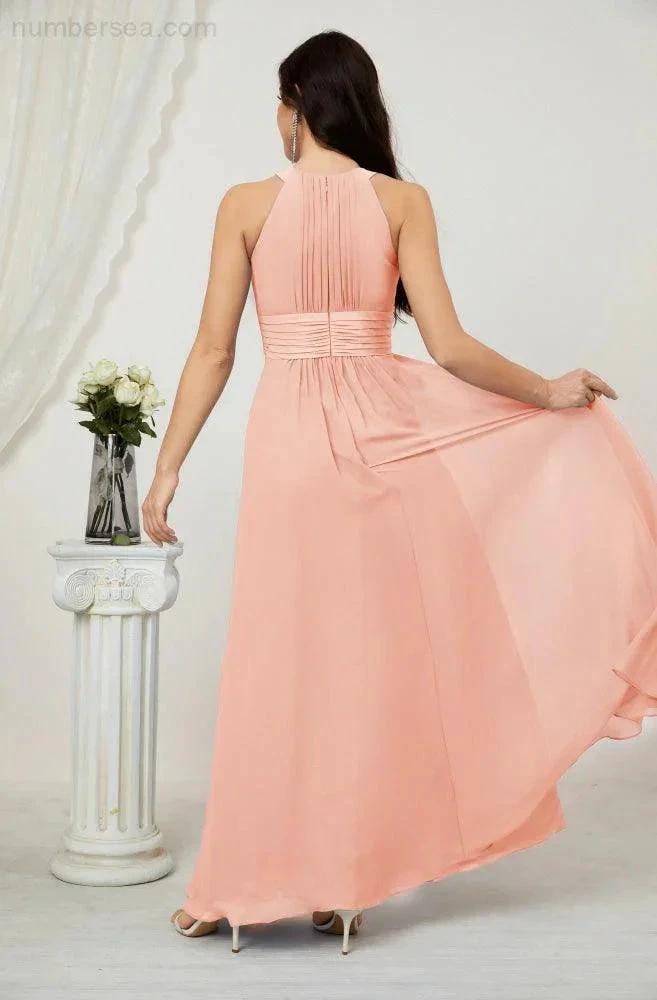 ZapDress Formal Party Gown Dress Chiffon Halter Long Sleeveless Bridesmaid Dresses 2802 (ZD16960)