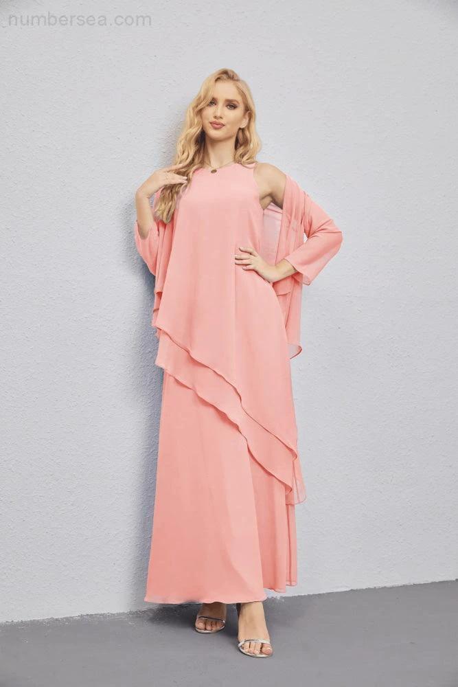 Mother of Bride Dresses with Open Front Lightweight Cardigan Formal Prom Gown  28081 (ZD16990)