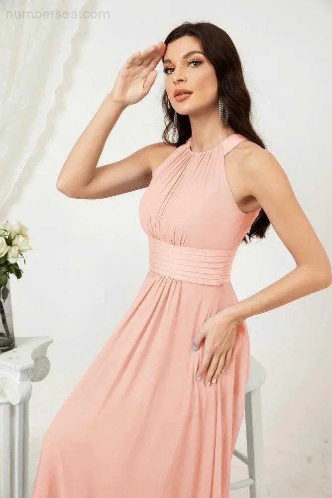 ZapDress Formal Party Gown Dress Chiffon Halter Long Sleeveless Bridesmaid Dresses 2802 (ZD16960)