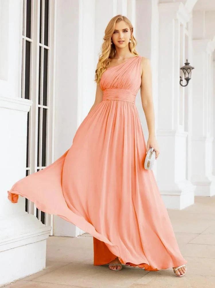 Numbersea One Shoulder Bridesmaid Dresses Long Maxi Formal Evening Party Prom Gowns 28061 by numbersea