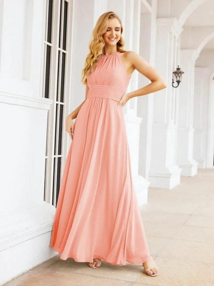 Numbersea Keyhole Bridesmaid Dresses Sleeveless Formal Evening Party Prom Gowns 28043 by numbersea