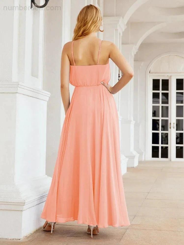 ZapDress  Halter Long Bridesmaid Dresses Formal A line Juniors Dress 28029 (ZD17029)