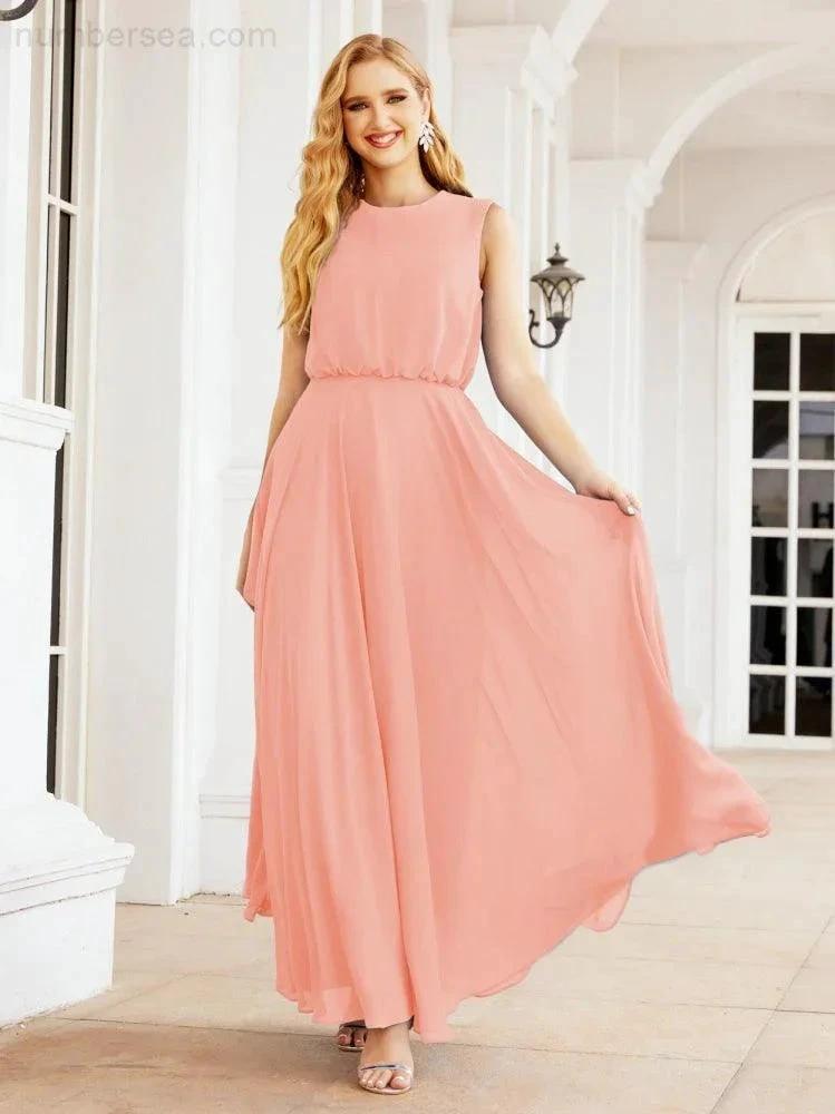 ZapDress Sleeveless Long Bridesmaid Dress A line Formal Evening Prom Gown 28025 (ZD17053)