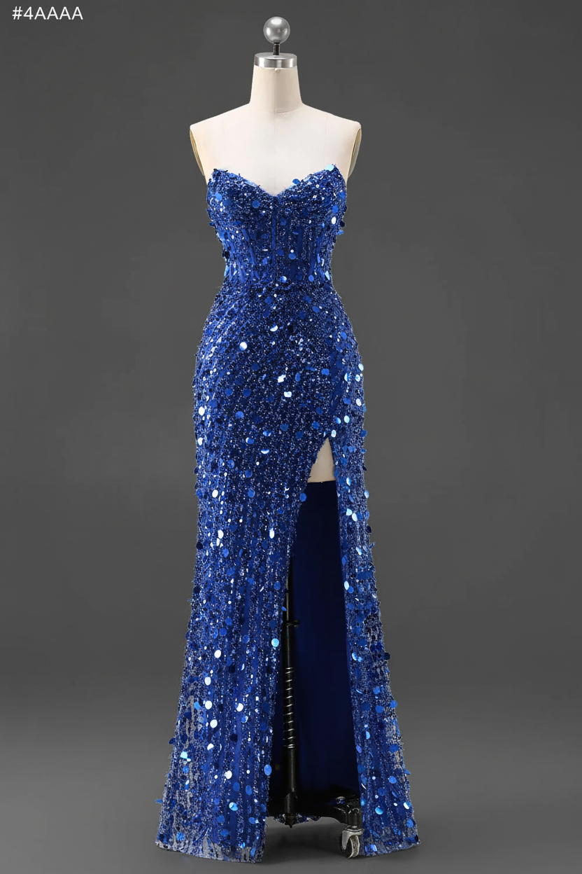 Sparkly Gold Fully Beaded Prom Dress with Deep V Neck Slit and Open Back (ZD17393)