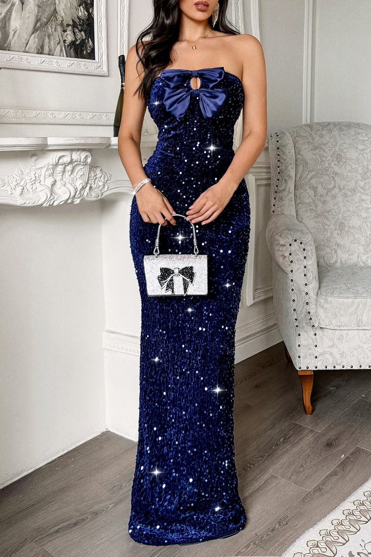 Strapless Bow Maxi Classic Dress for Modern Casual Wear