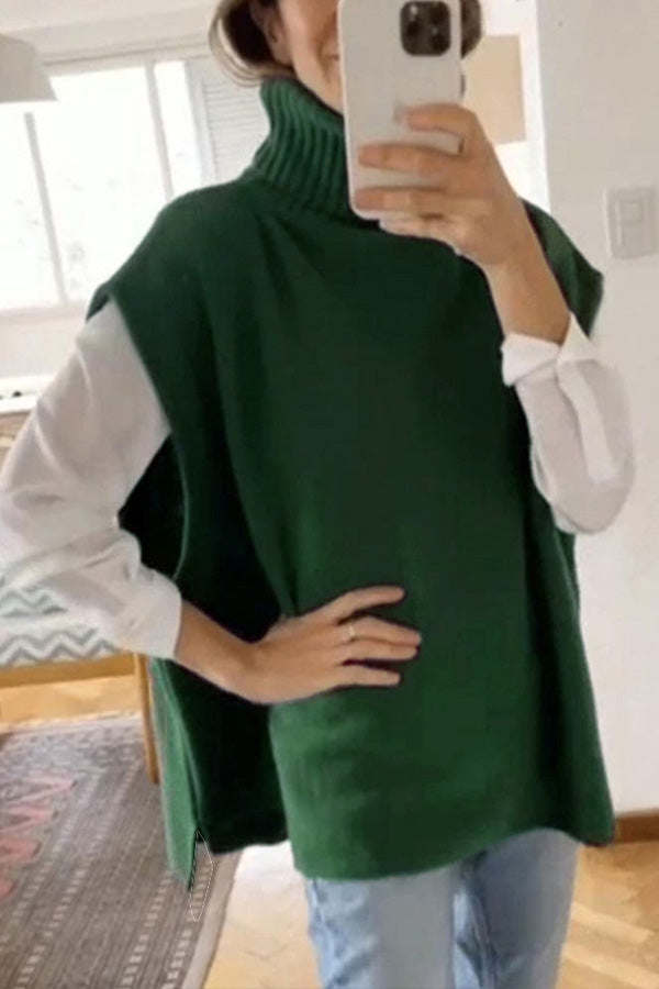 Turtleneck Sleeveless Top Fashion Casual Sweater