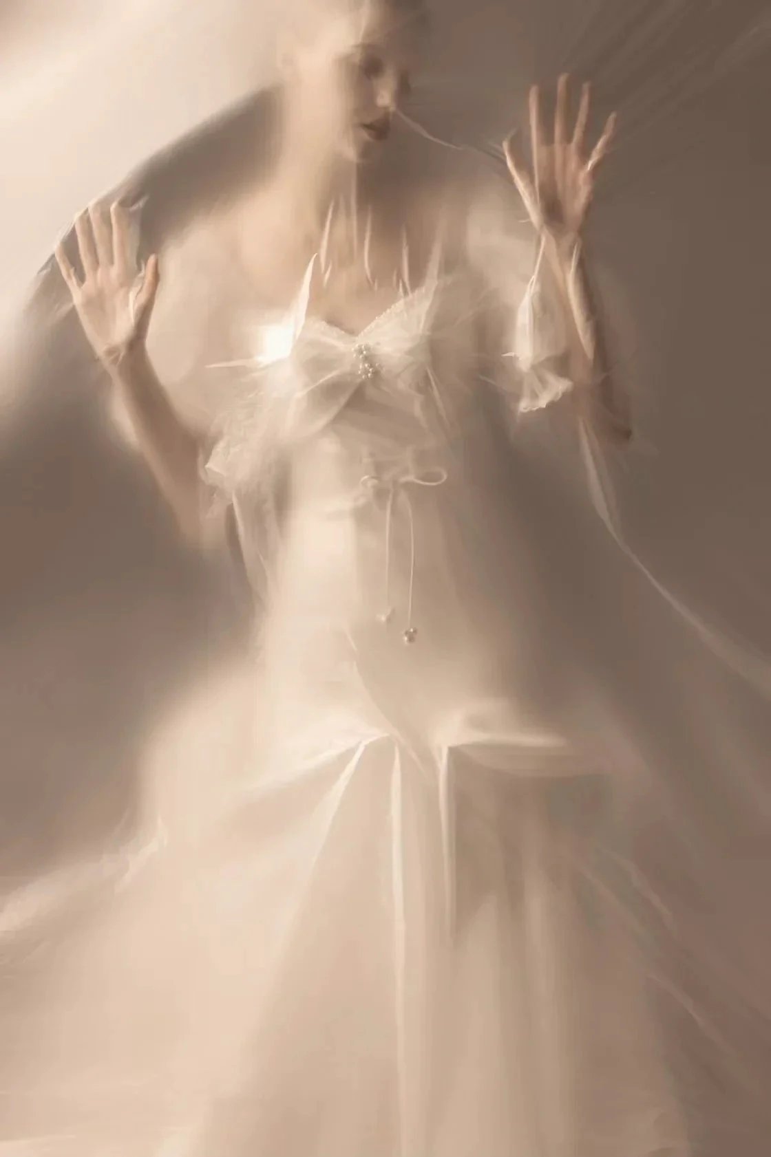 Elegant Mermaid Square Neck Organza Puff Sleeve Satin Wedding Dress with Crystal Trim & Lace-Up Back (ZD16912)