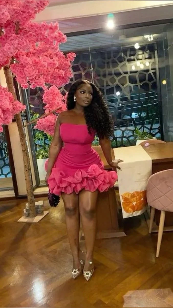Unique Strapless Hot Pink Pleated Homecoming Dress Short Birthday Dress Y7853 by simplepromdress