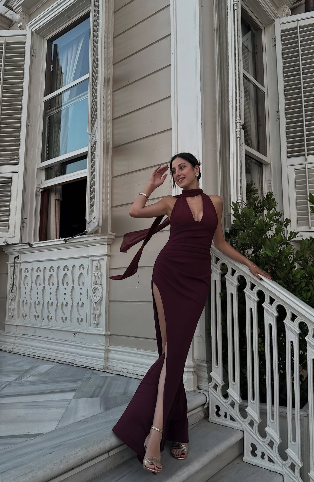 V-Neck Mermaid Long Prom Dress With high Slit Sexy Evening Dress