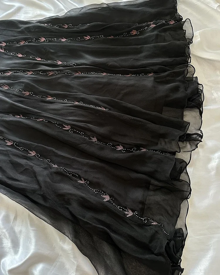 Luxurious Black Mermaid Chiffon Beaded Prom Dress Formal Evening Dress