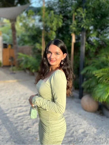 Cute Sage Green Short Homecoming Dress with Long Sleeves Sexy Party Dress (ZD12374)