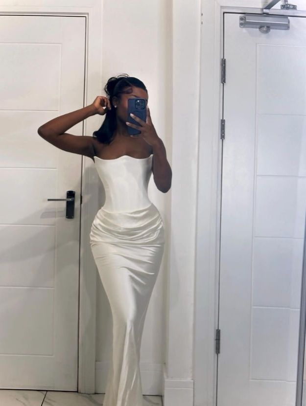 White Strapless Long Prom Dress Evening Party Dress fg7408 - VelvetHem