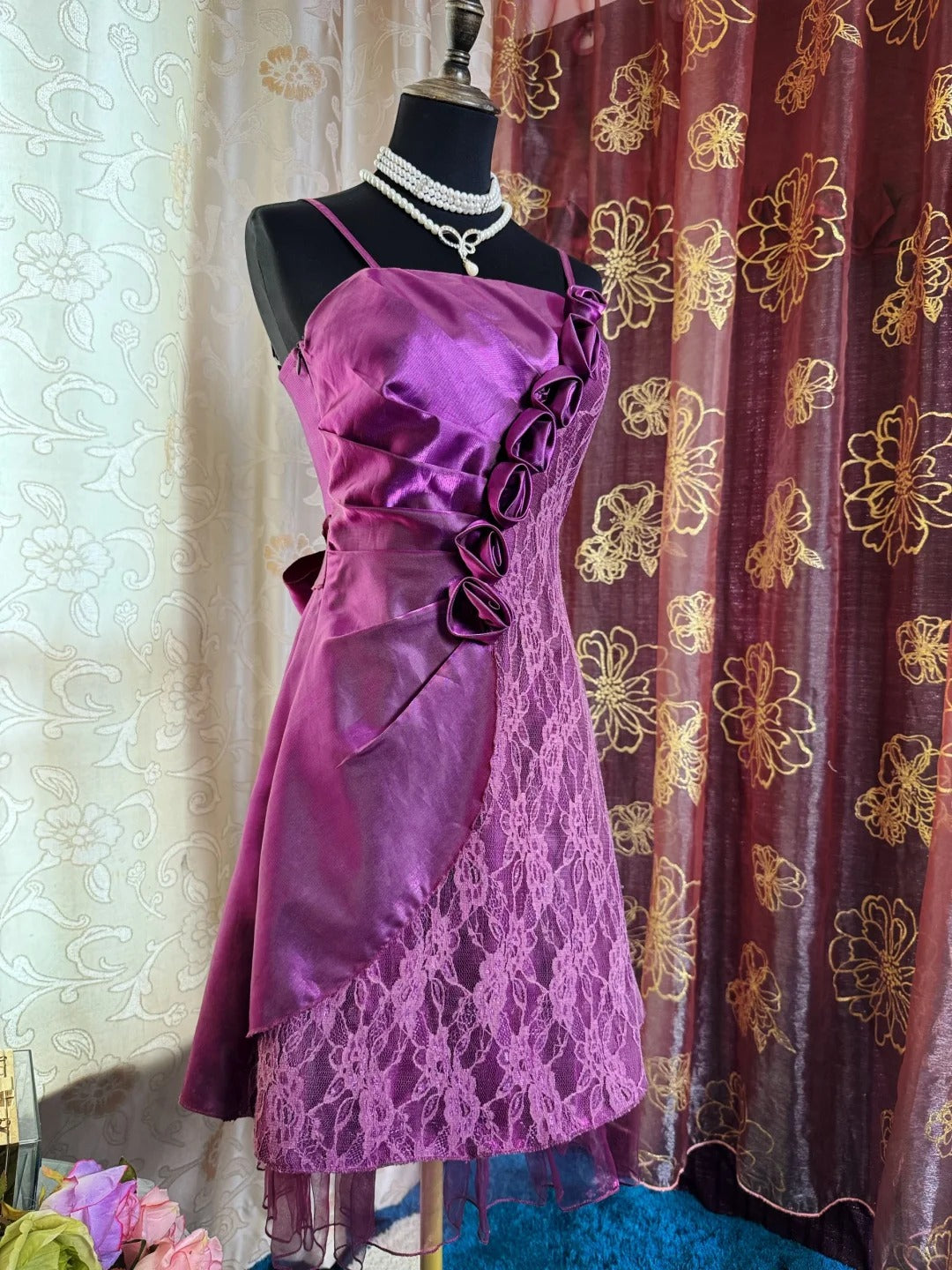 Purple Birthday Outfit Short Evening Dress Short Party Dress Vintage Homecoming Dress   fg8089