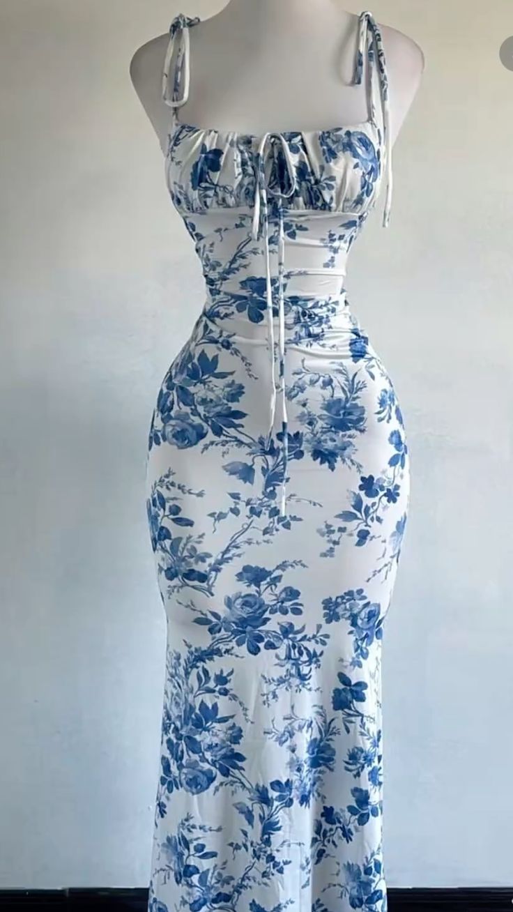 Blue Print New Prom Dress Evening Party Dresses - FashionDia
