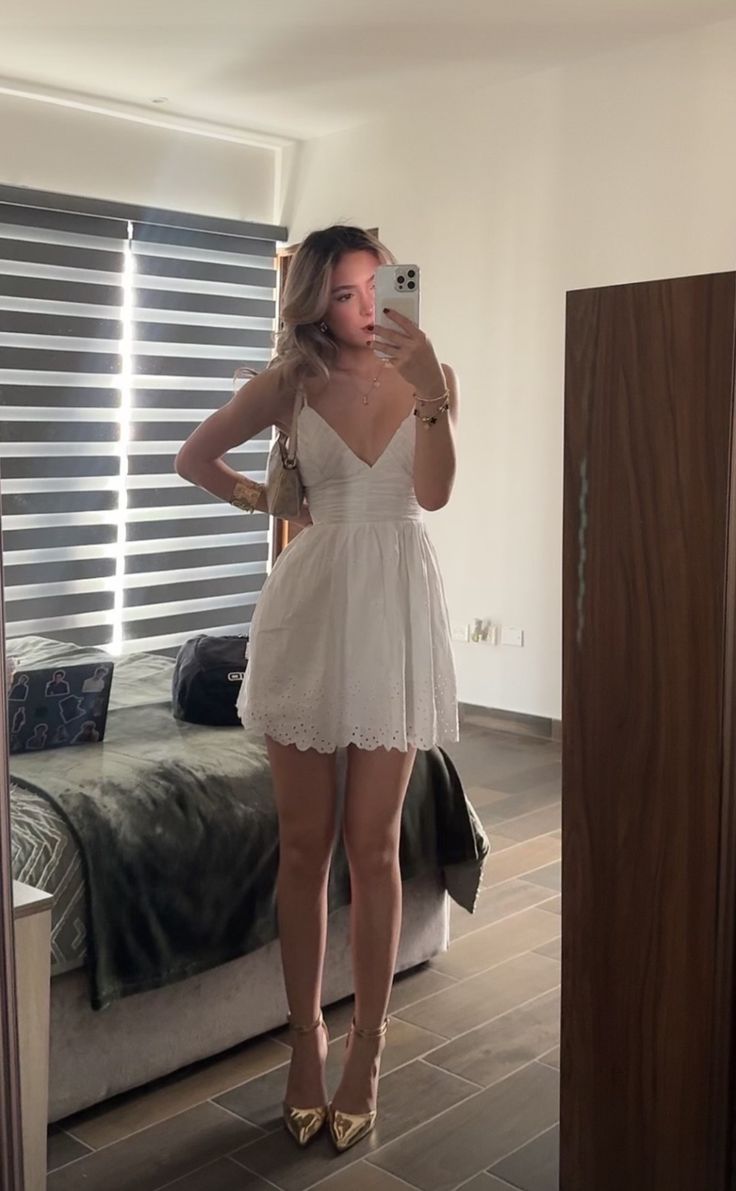 A Line White V Neck Birthday Outfit Short Evening Dress Short Party Dress Homecoming Dress