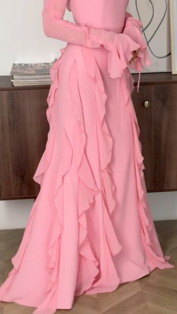Ruffle Chiffon Women's Casual Dress Long Party Dress