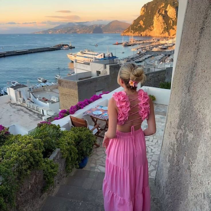A-Line V-Neck Open Back Pink Floral Long Prom Dresses, Long Pink Tulle Formal Graduation Evening Dresses - FashionDia