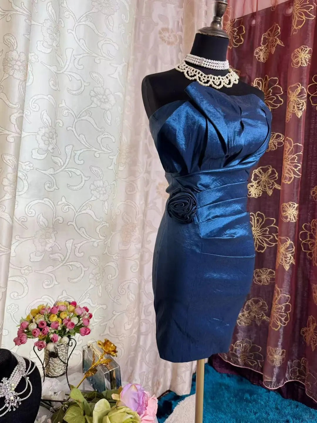 Royal Blue Birthday Outfit Short Evening Dress Short Party Dress Vintage Homecoming Dress   fg8085
