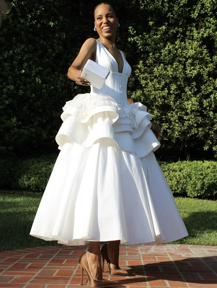A-Line White Sexy Evening Dress Ankle Length Prom Dresses - FashionDia