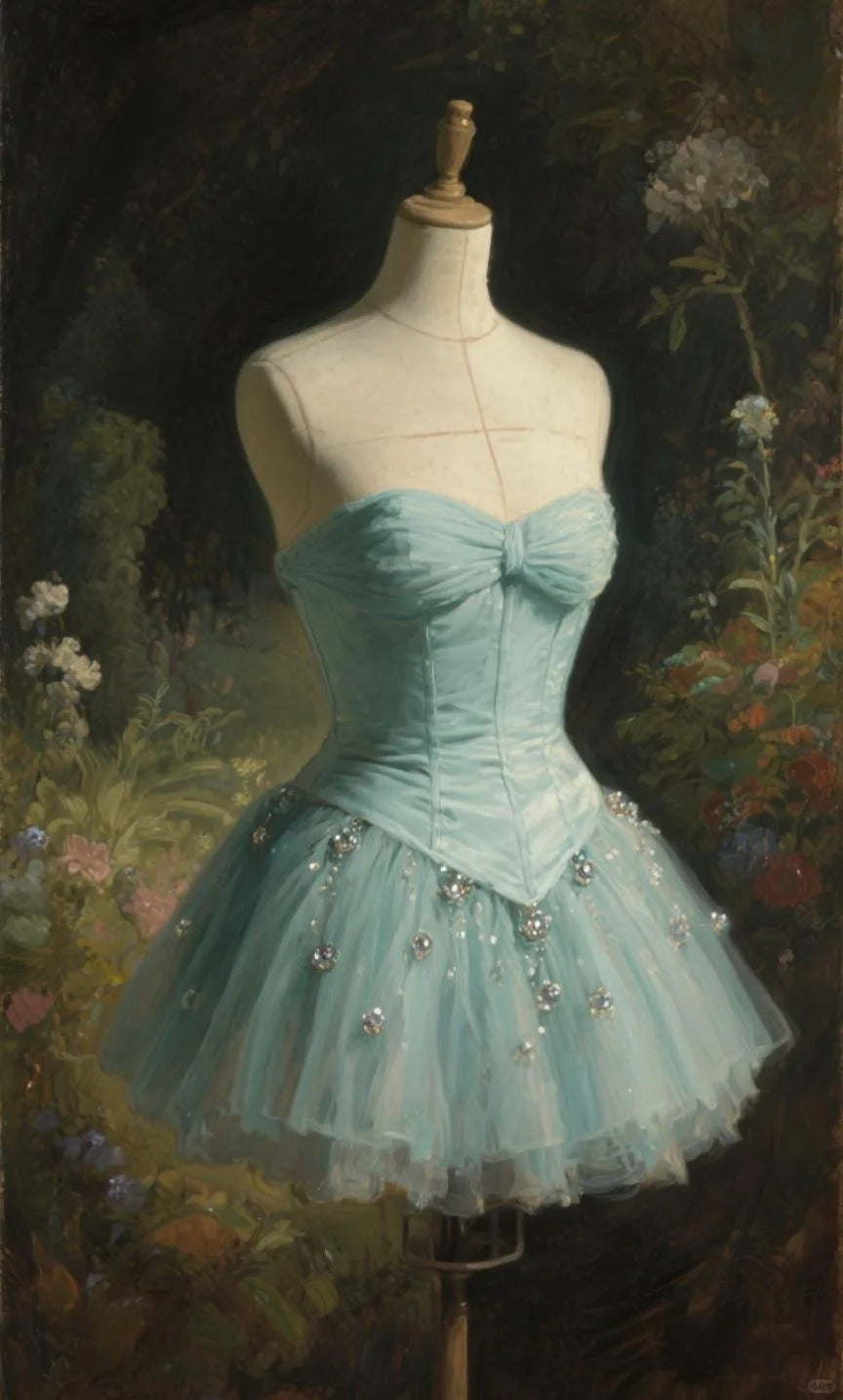 Vintage Strapless Short Prom Dress Birthday Party Dress Homecoming Dress   fg8104