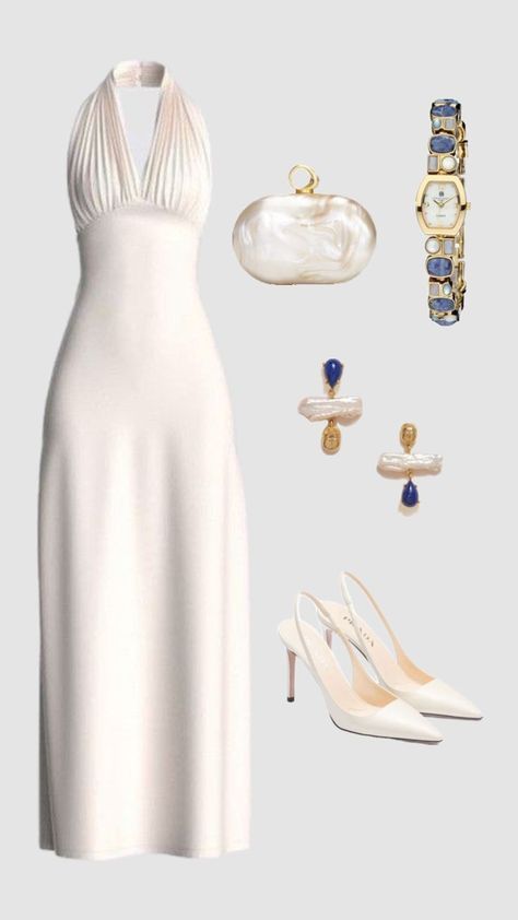 White Halter Formal Dress Party Dress Long Evening & Prom Dress - FashionDia